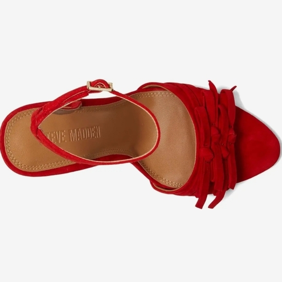 ❤️🔹️Steve Madden🔹️ Porsha Red Suede Ankle Strap Heels - Picture 2 of 6
